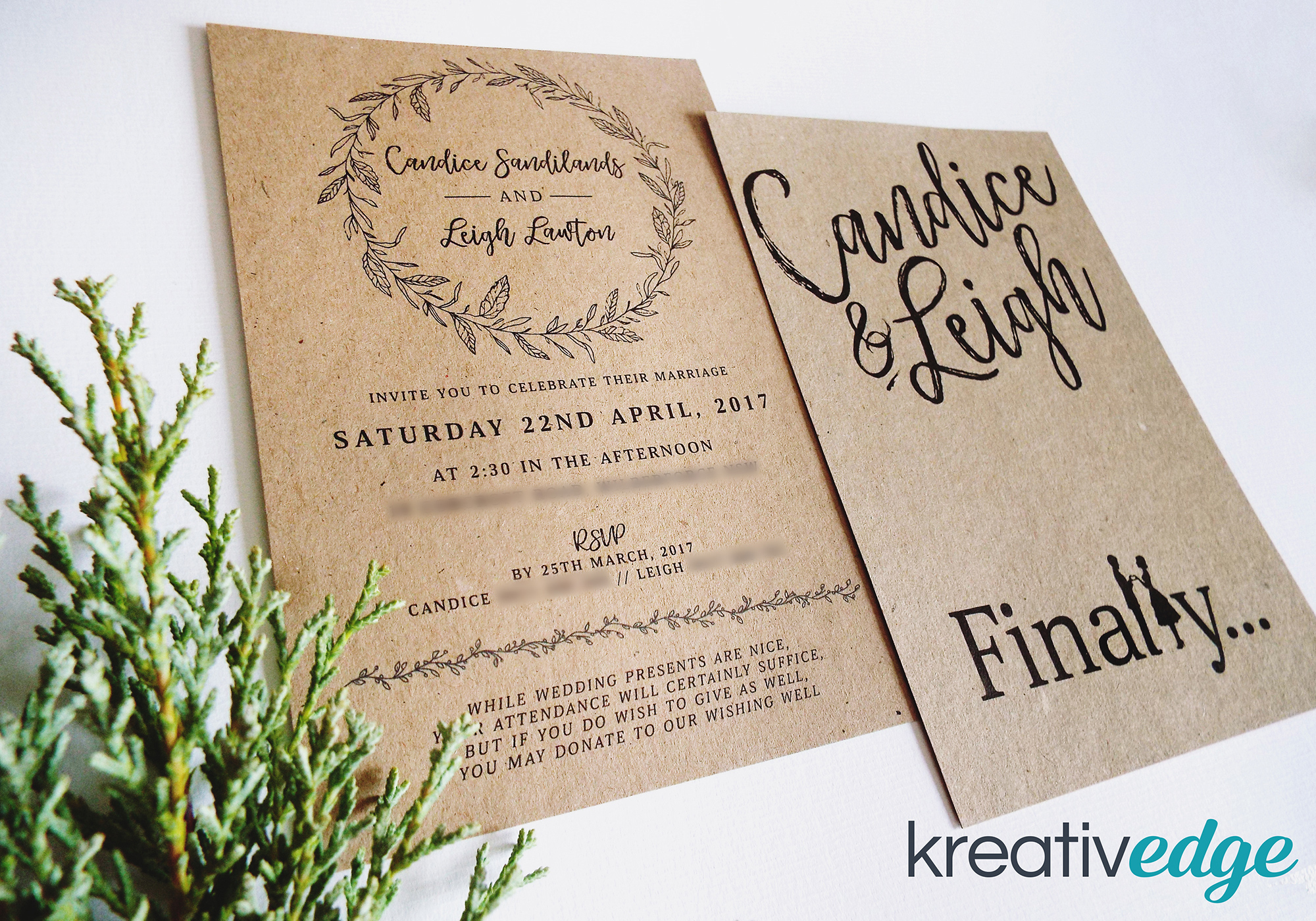 Kraft Rustic Garden Wedding Invitation